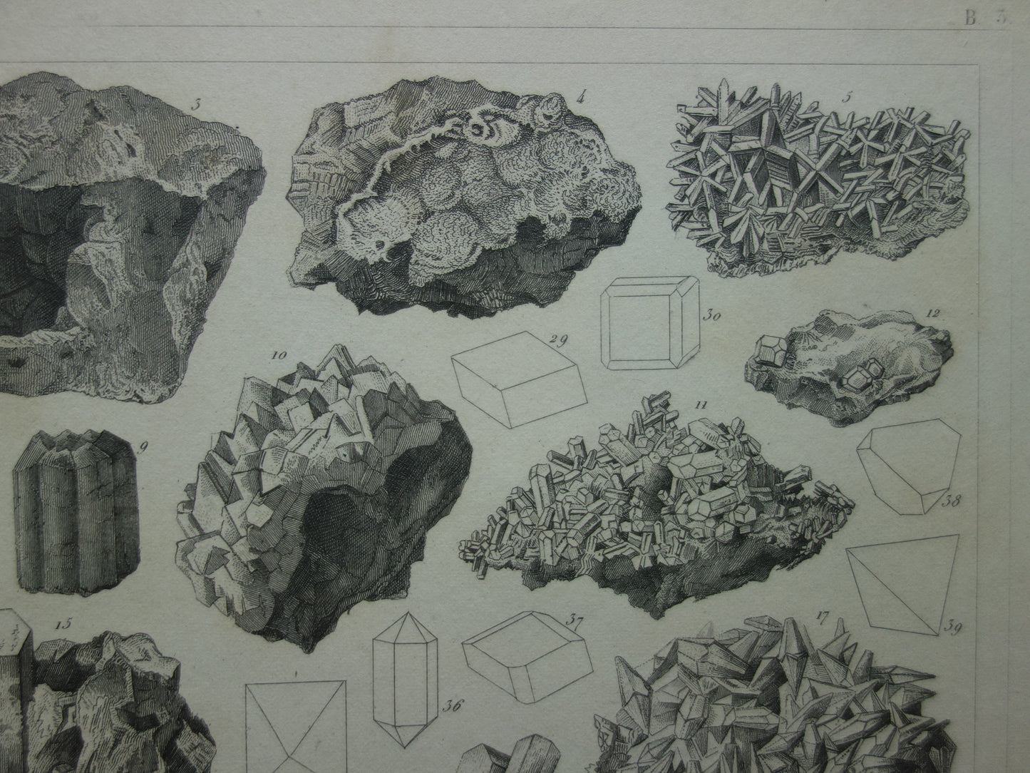 Minerals and Crystals antique engraving 175+ year old original print crystal stone mineral gemstone vintage illustration image mineralogy