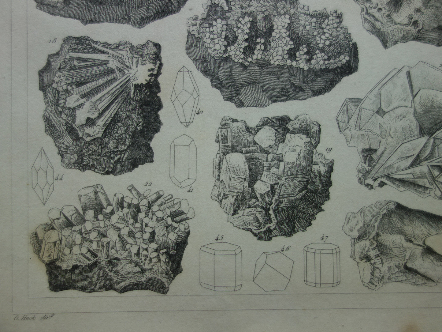 Minerals and Crystals antique engraving 175+ year old original print crystal stone mineral gemstone vintage illustration image mineralogy