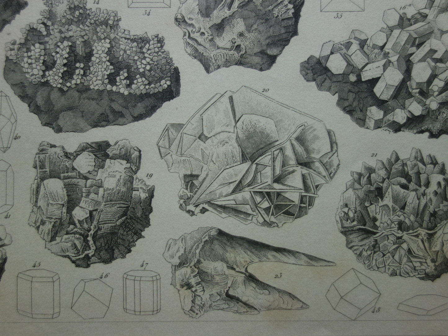 Minerals and Crystals antique engraving 175+ year old original print crystal stone mineral gemstone vintage illustration image mineralogy