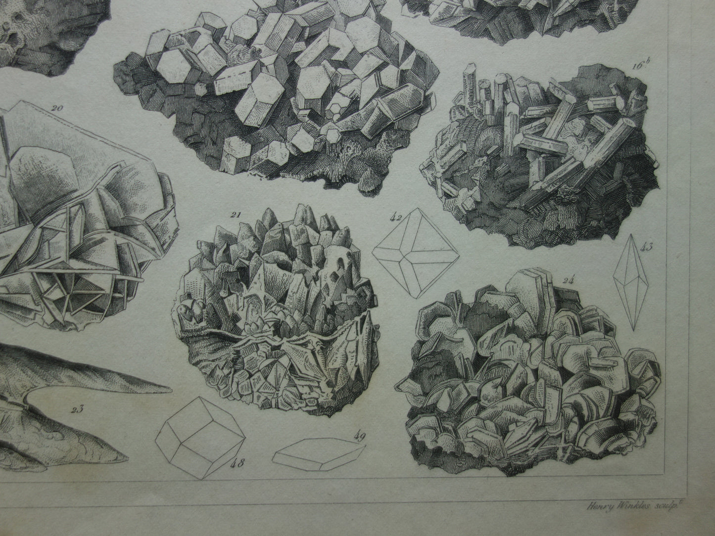 Minerals and Crystals antique engraving 175+ year old original print crystal stone mineral gemstone vintage illustration image mineralogy