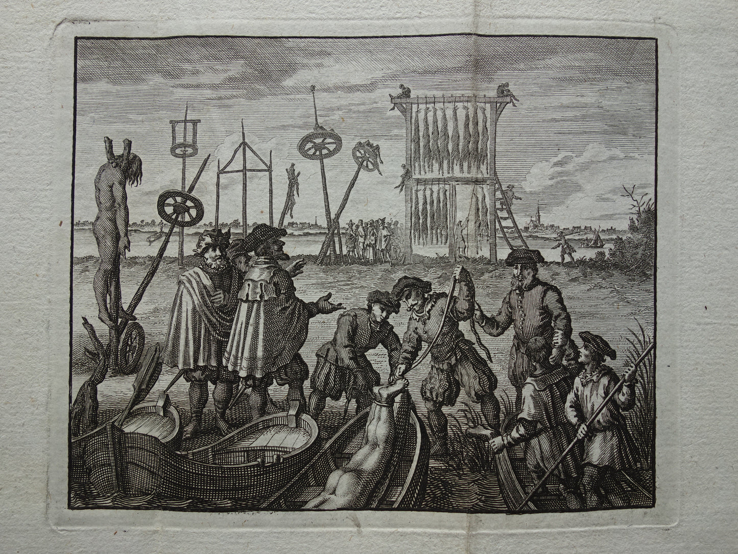 Executie Wederdopers Amsterdam - Set van drie antieke prenten uit 1770 - Gravure Geschiedenis Amsterdam Wagenaar Wederdopersoproer