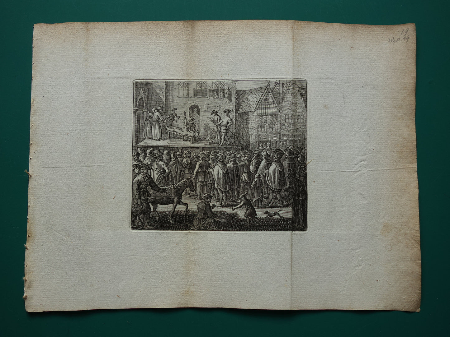 Executie Wederdopers Amsterdam - Set van drie antieke prenten uit 1770 - Gravure Geschiedenis Amsterdam Wagenaar Wederdopersoproer