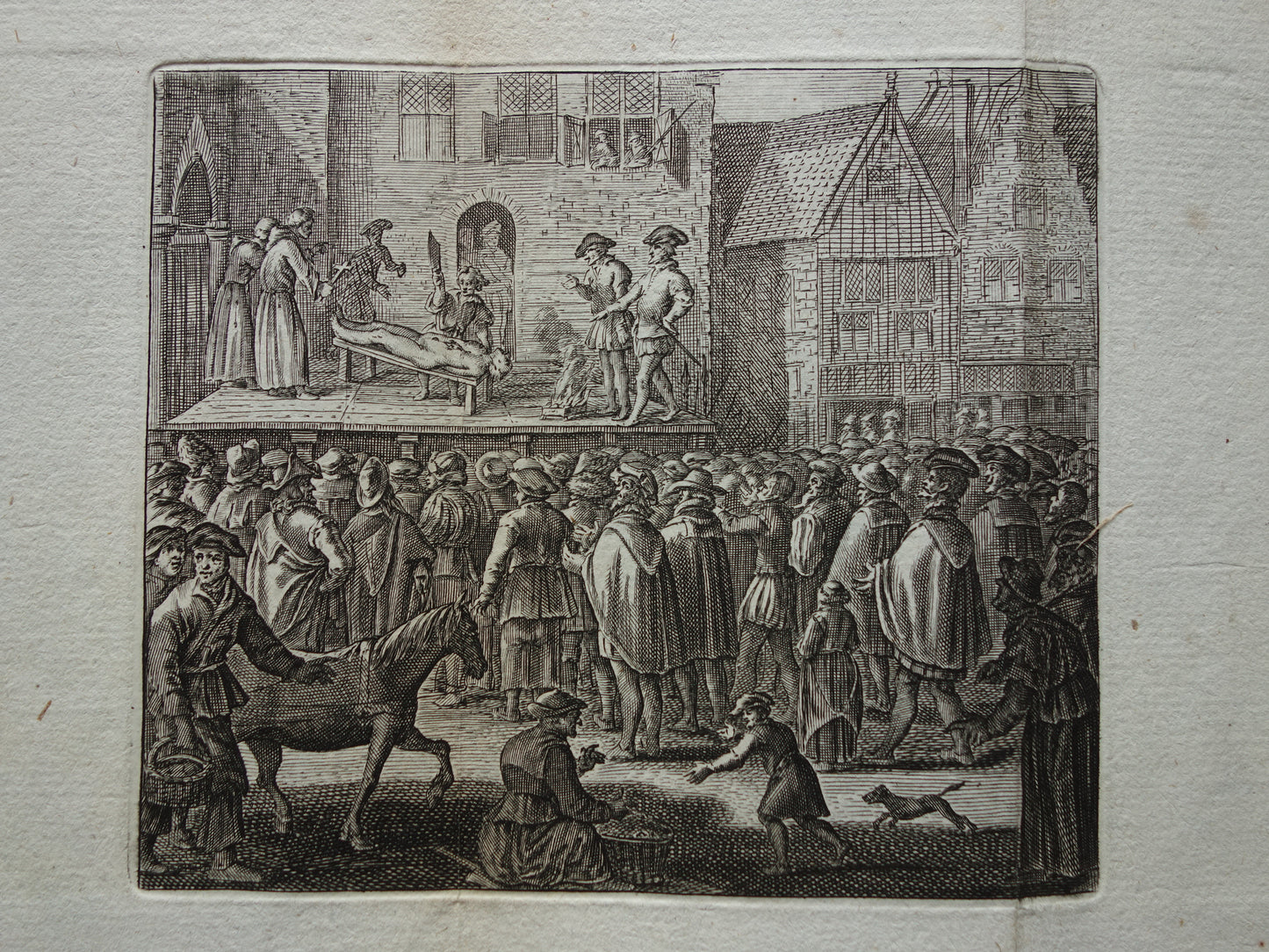 Executie Wederdopers Amsterdam - Set van drie antieke prenten uit 1770 - Gravure Geschiedenis Amsterdam Wagenaar Wederdopersoproer