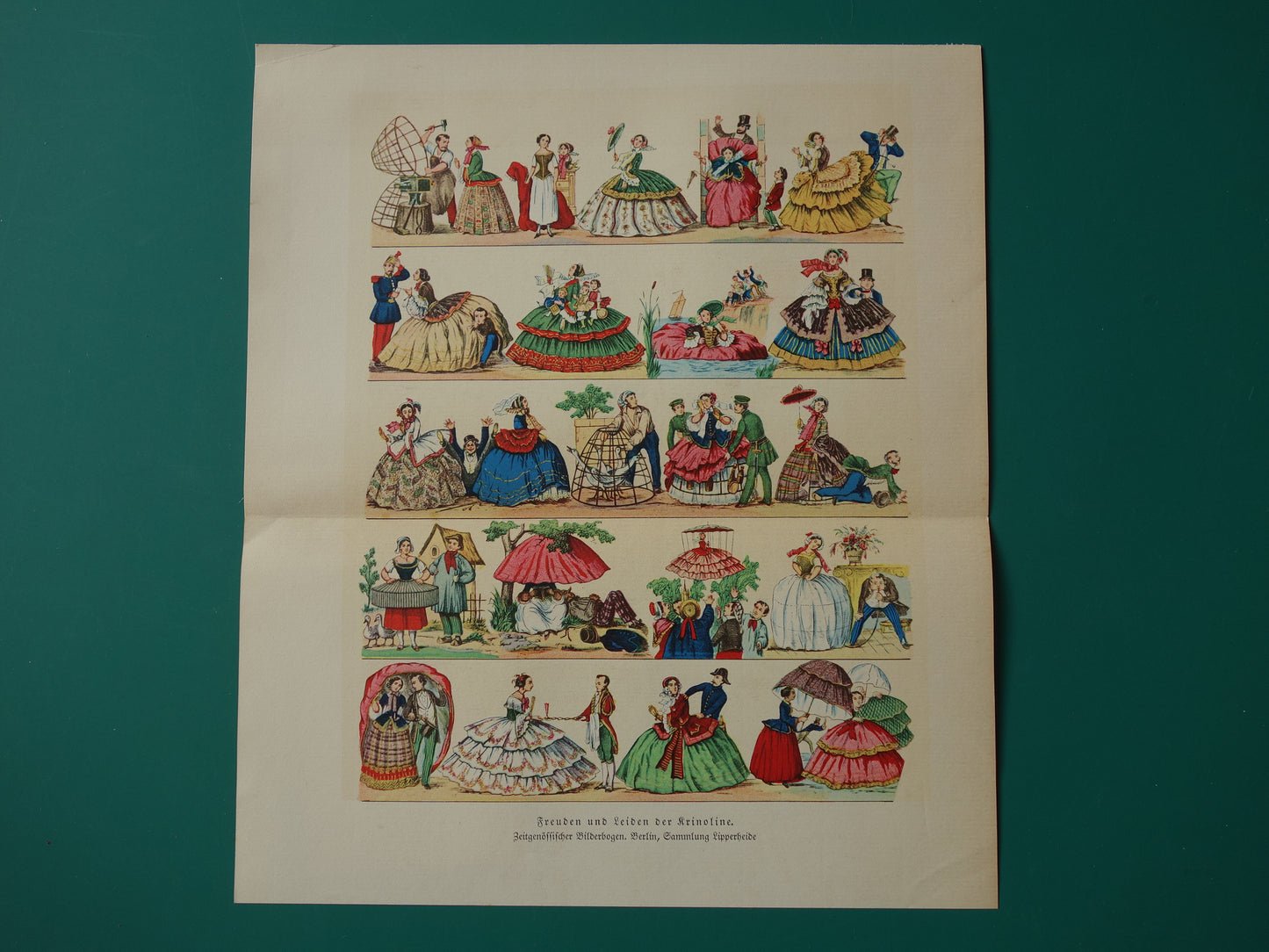 HOEPELROK Oude Duitse prent over crinoline Antieke illustratie uit 1903 petticoat