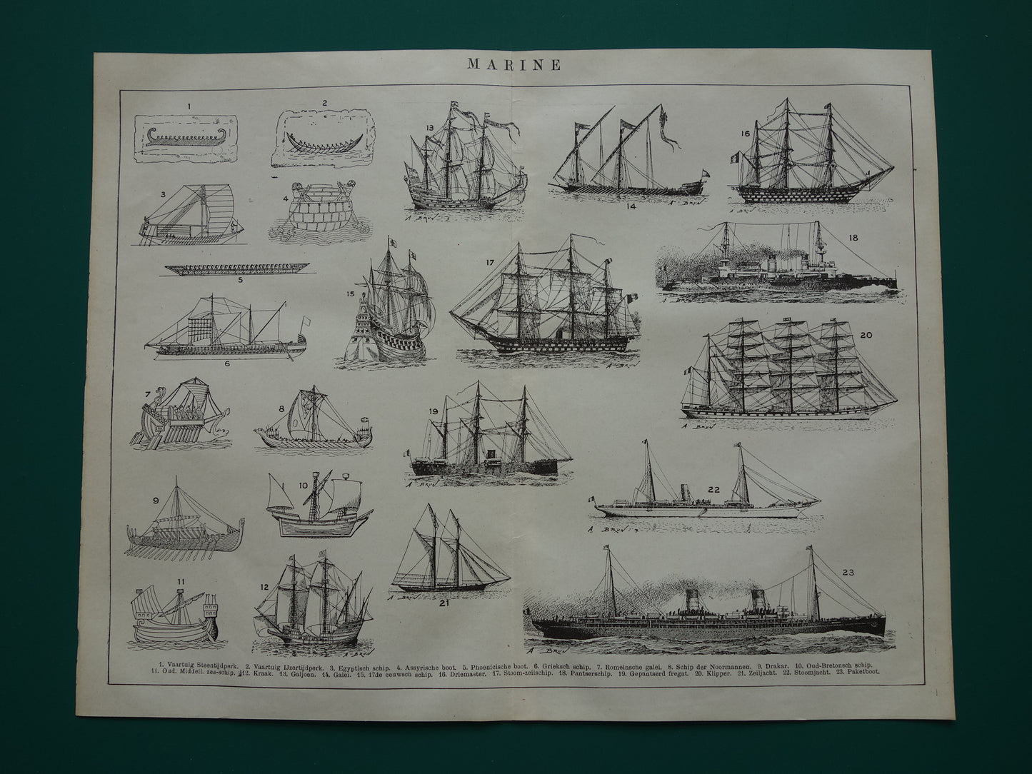 SCHEPEN antieke illustratie over geschiedenis Scheepsontwerp 1919 originele oude schip scheepvaart print - vintage marine prints