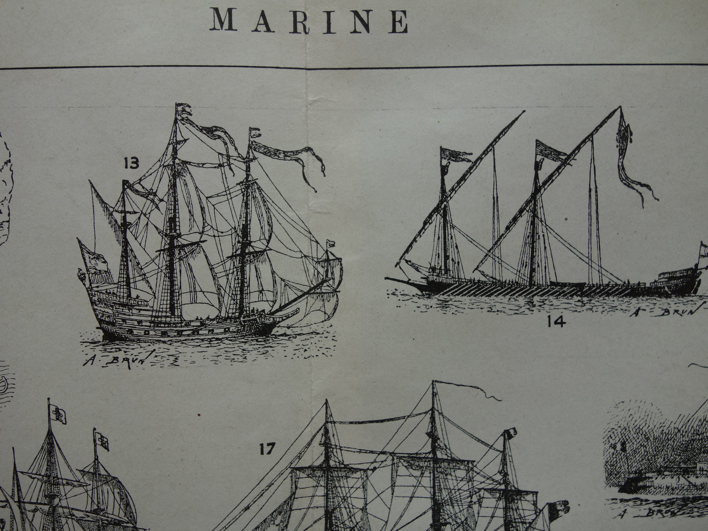 SCHEPEN antieke illustratie over geschiedenis Scheepsontwerp 1919 originele oude schip scheepvaart print - vintage marine prints