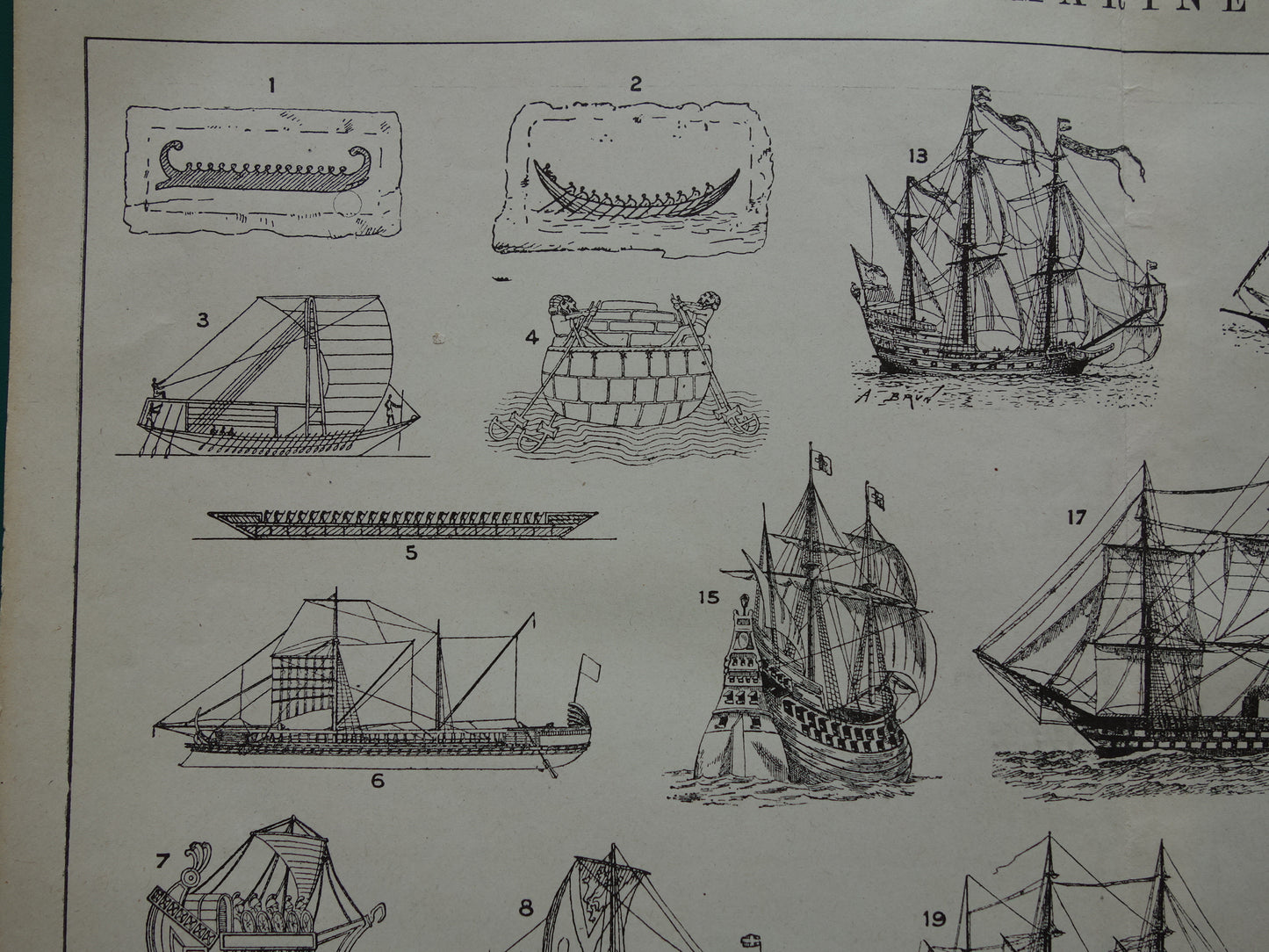 SCHEPEN antieke illustratie over geschiedenis Scheepsontwerp 1919 originele oude schip scheepvaart print - vintage marine prints