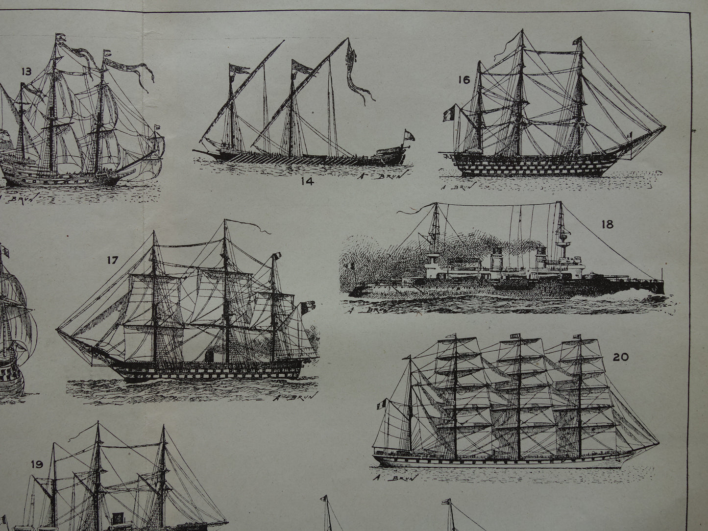 SCHEPEN antieke illustratie over geschiedenis Scheepsontwerp 1919 originele oude schip scheepvaart print - vintage marine prints
