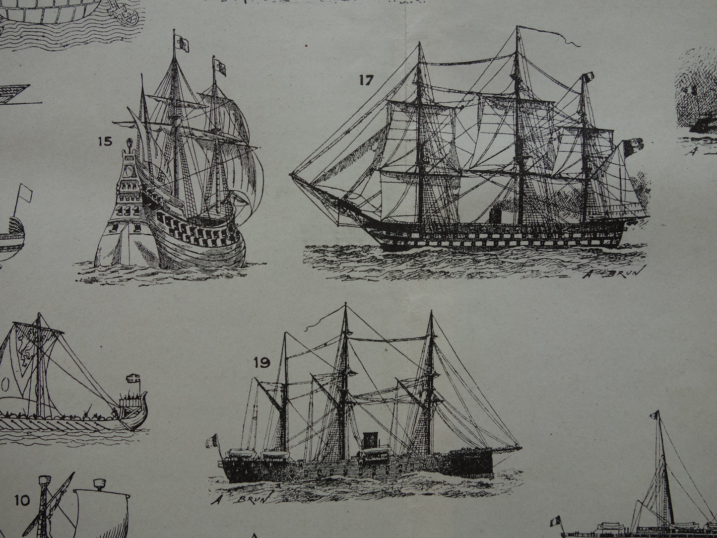 SCHEPEN antieke illustratie over geschiedenis Scheepsontwerp 1919 originele oude schip scheepvaart print - vintage marine prints