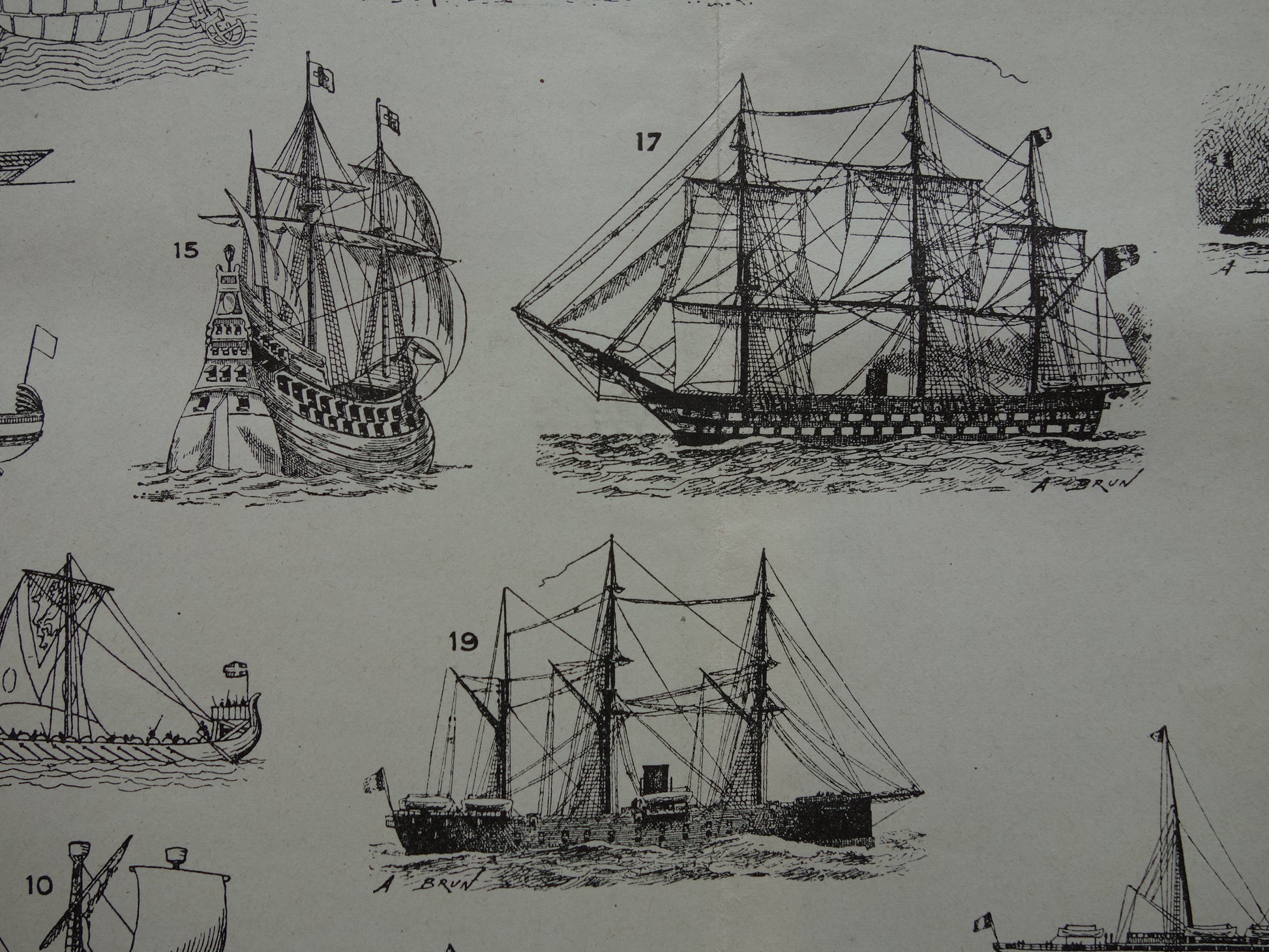 SCHEPEN antieke illustratie over geschiedenis Scheepsontwerp 1919 originele oude schip scheepvaart print - vintage marine prints