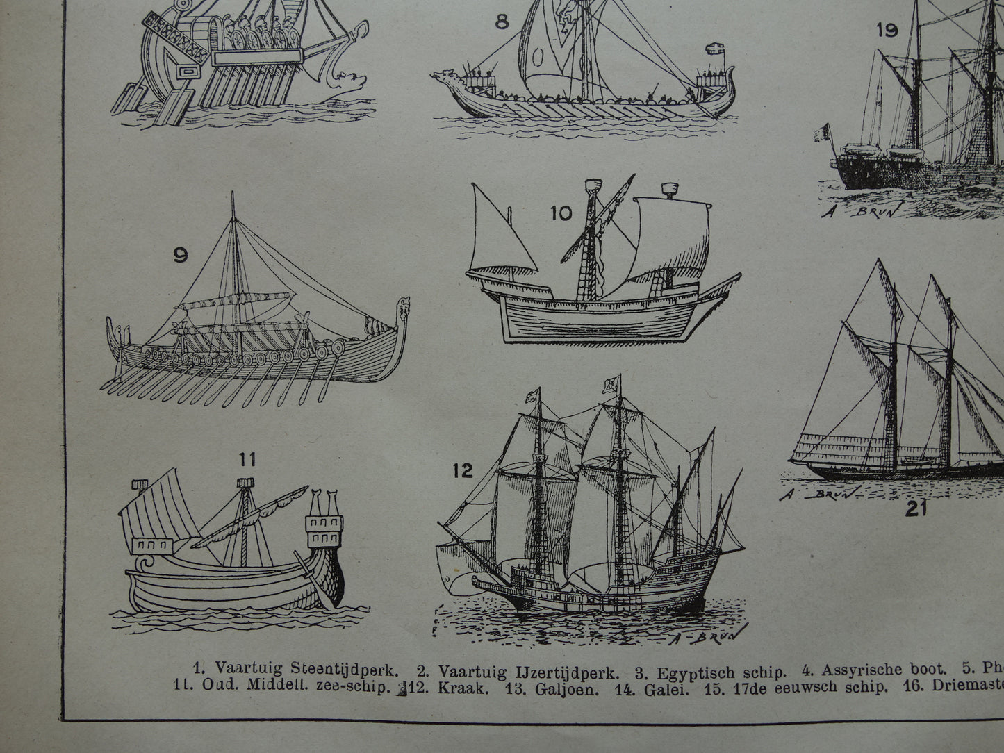 SCHEPEN antieke illustratie over geschiedenis Scheepsontwerp 1919 originele oude schip scheepvaart print - vintage marine prints