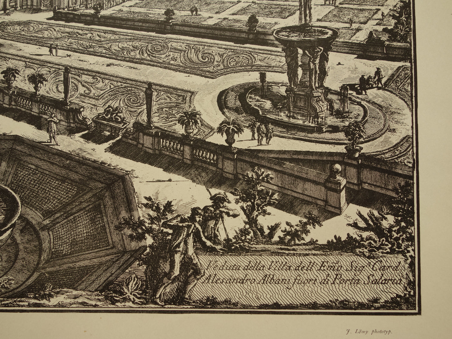 Oude Piranesi prent van Villa Albani Torlonia in Rome uit 1886 antieke facsimile Piranesi uit Vedute di Roma