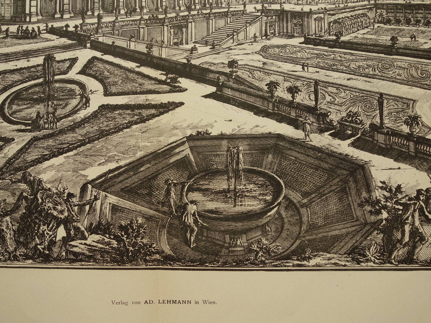 Oude Piranesi prent van Villa Albani Torlonia in Rome uit 1886 antieke facsimile Piranesi uit Vedute di Roma