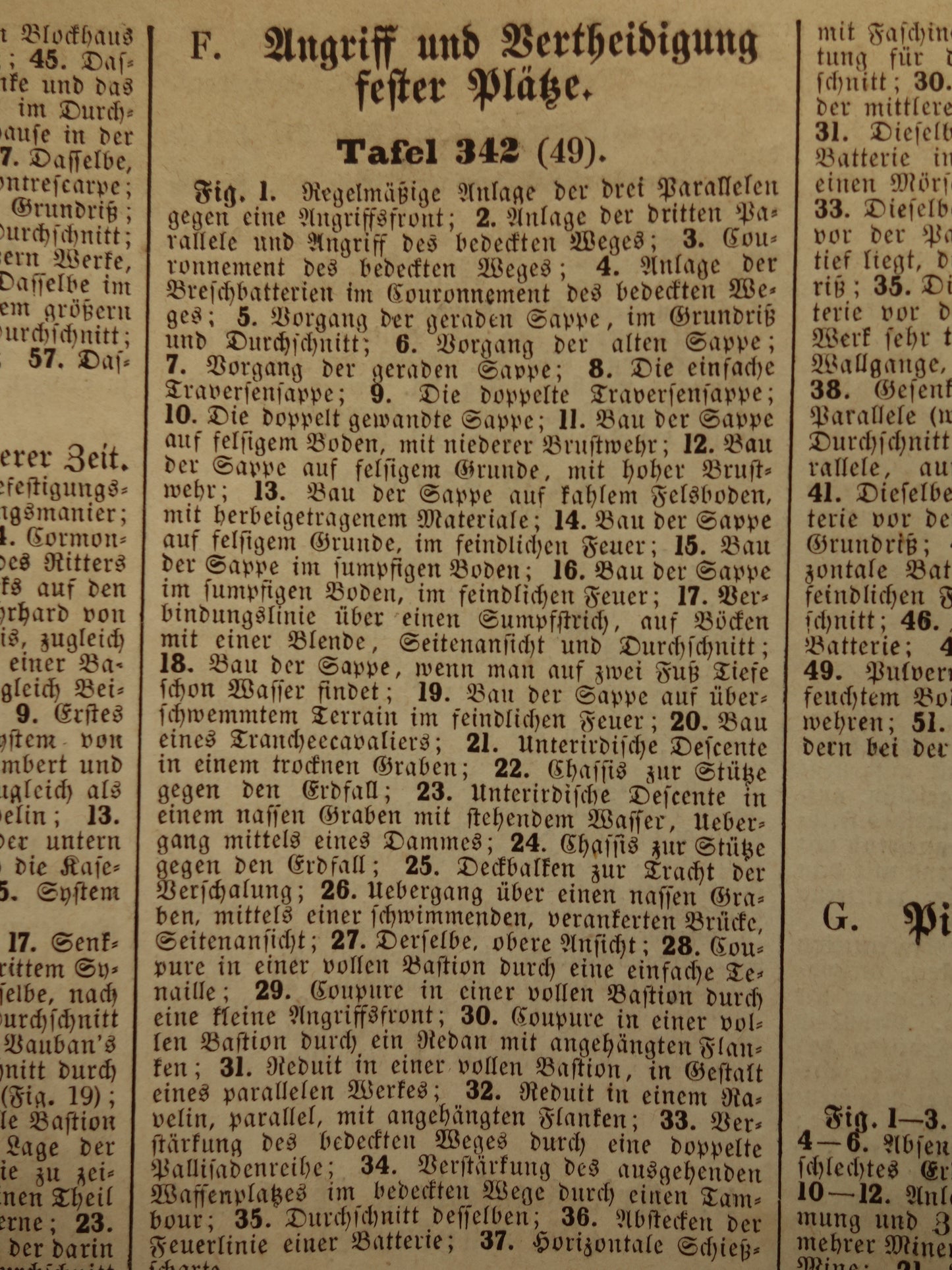 Oude prent over fortificaties - originele antieke militaire illustratie - vestingwerken forten fort architectuur print