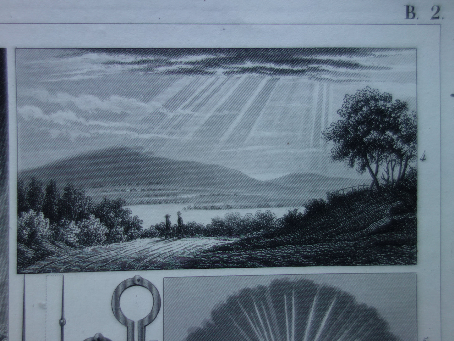 METEOROLOGIE Antieke illustratie 1849 oude prent natuurverschijnselen bliksemafleider weerstation Originele vintage prints