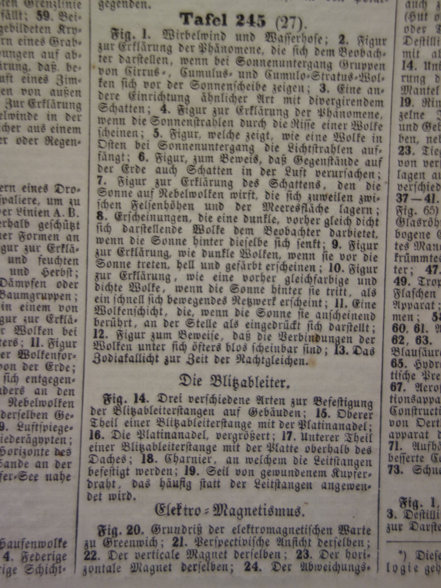 METEOROLOGIE Antieke illustratie 1849 oude prent natuurverschijnselen bliksemafleider weerstation Originele vintage prints