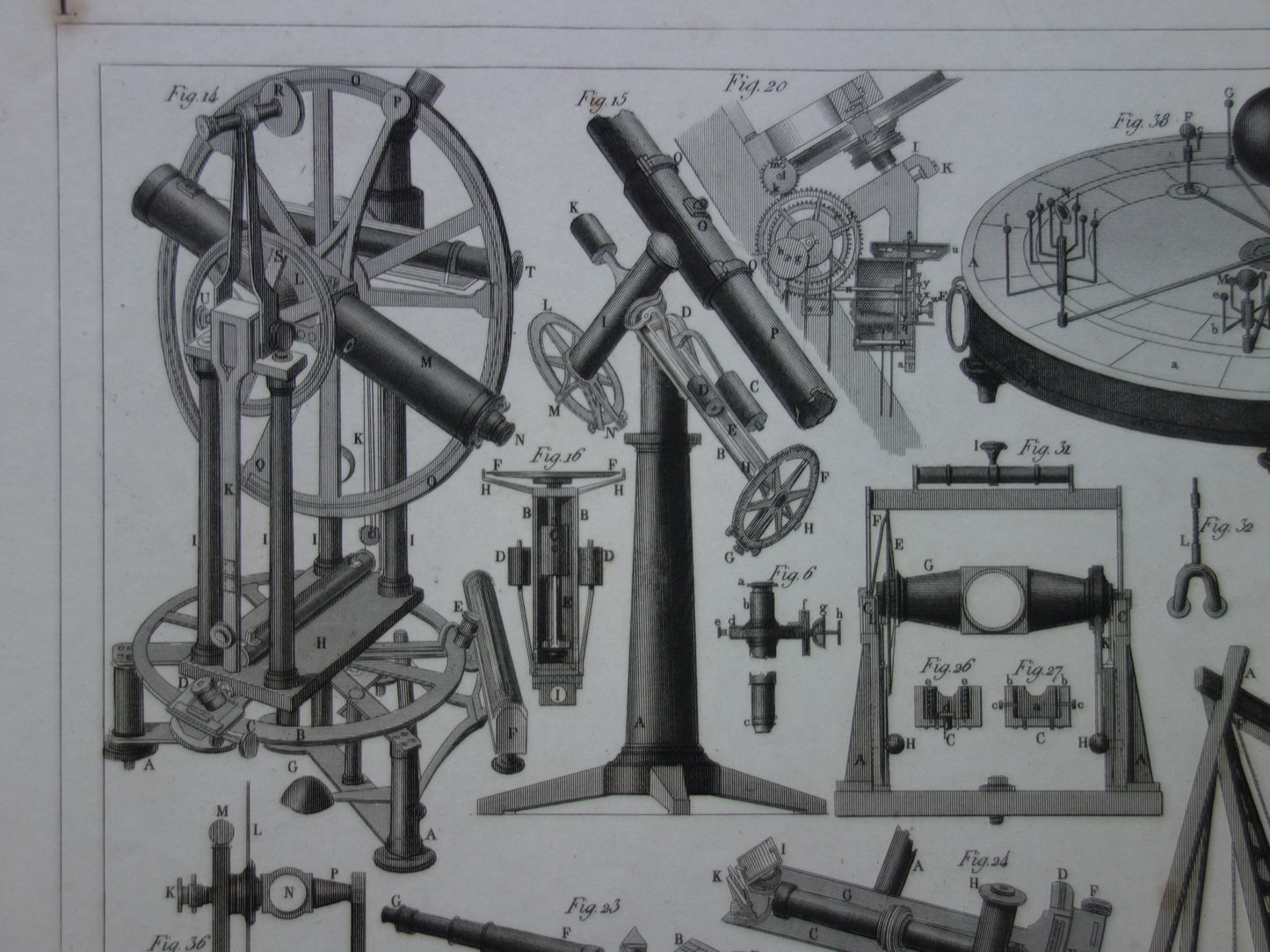 TELESCOPEN oude astronomie prent - 1849 originele antieke telescoop print - vintage astronomische illustratie