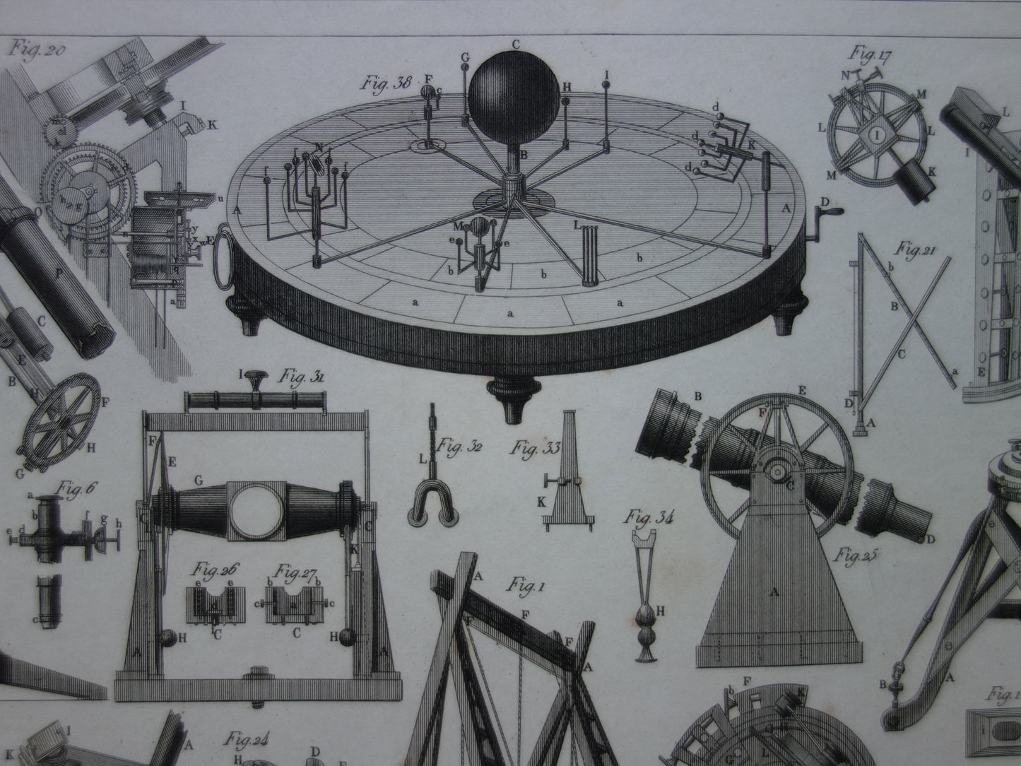 TELESCOPEN oude astronomie prent - 1849 originele antieke telescoop print - vintage astronomische illustratie