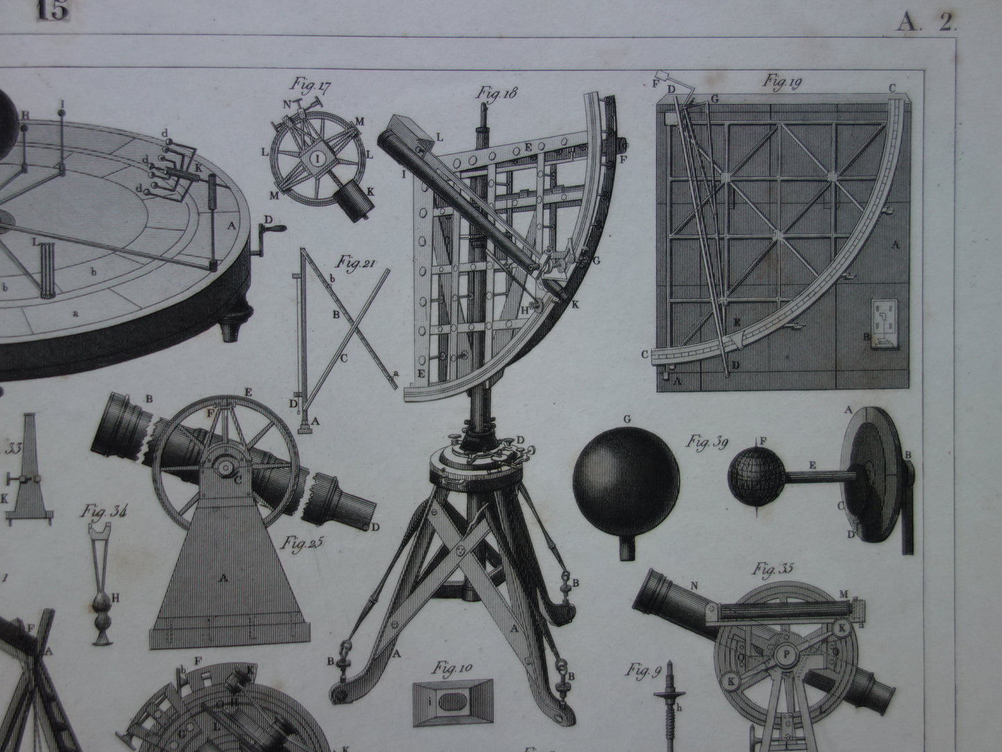 TELESCOPEN oude astronomie prent - 1849 originele antieke telescoop print - vintage astronomische illustratie
