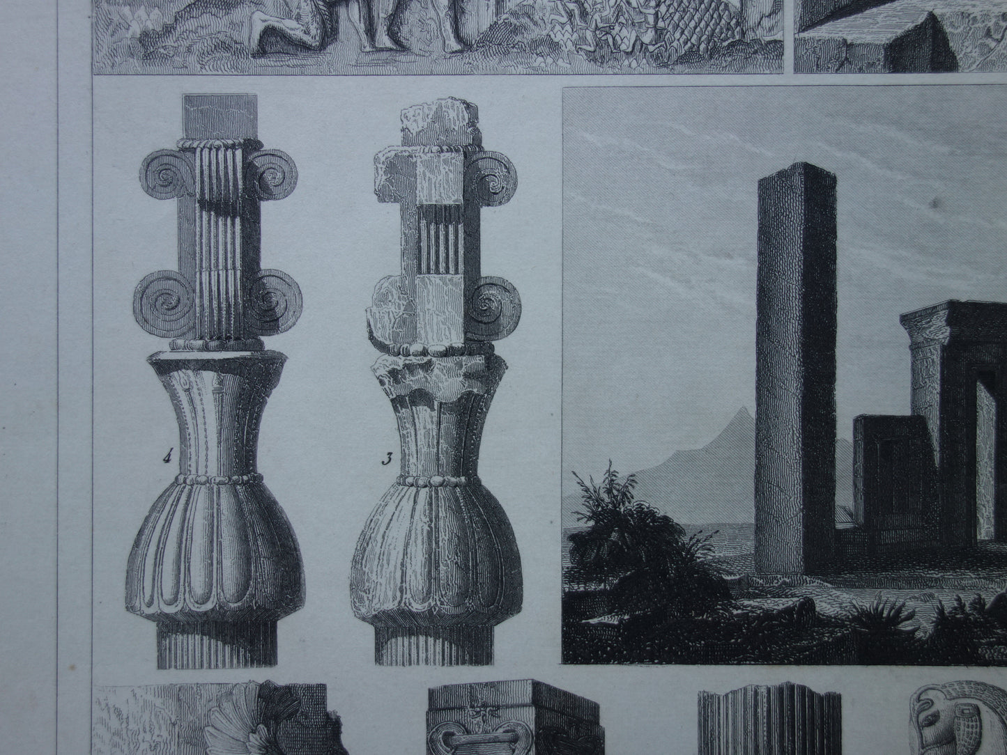 PERSEPOLIS Oude architectuur prent - 1849 originele antieke print Assyrische Perzische geschiedenis Nineve - vintage prints