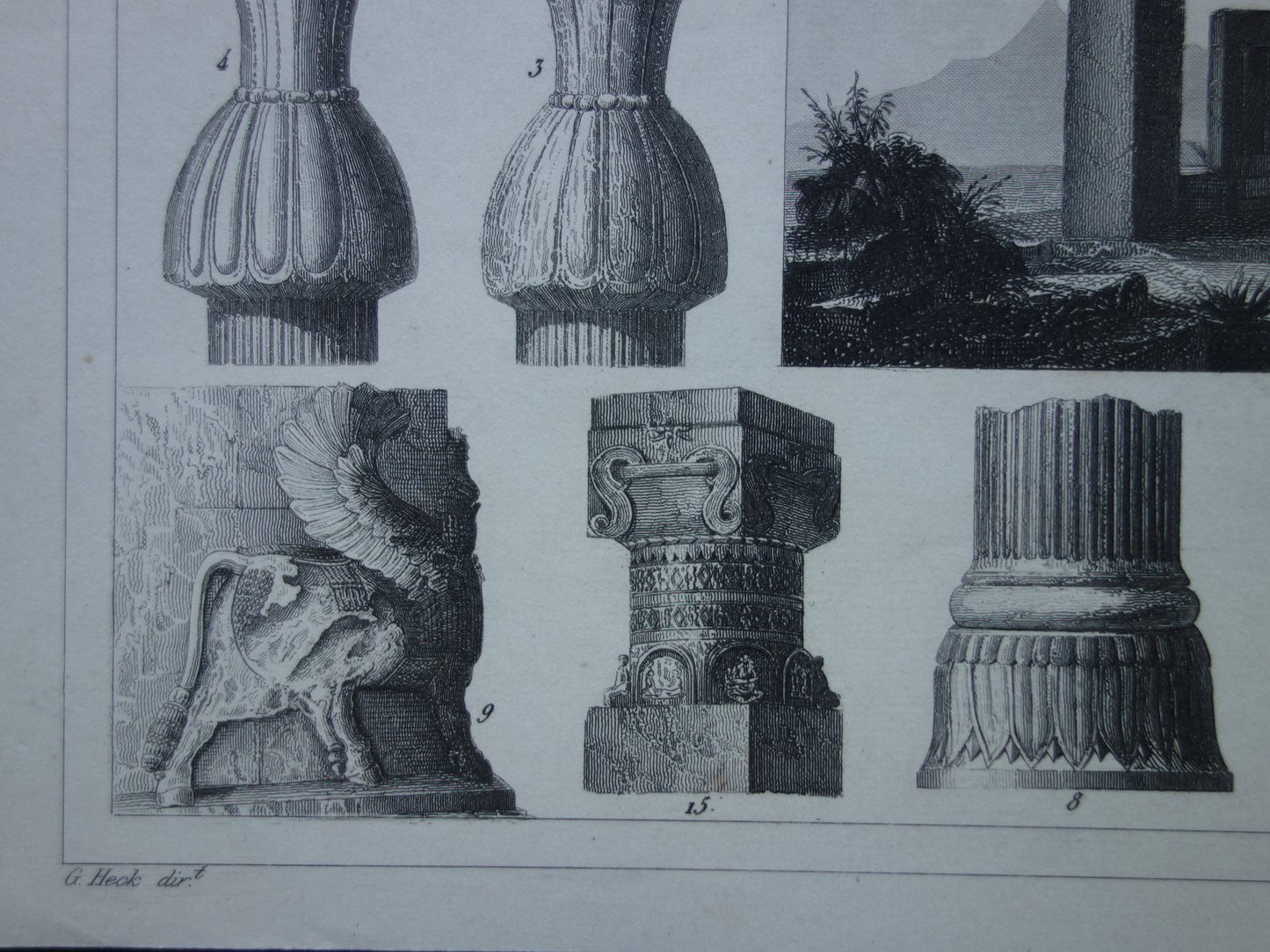 PERSEPOLIS Oude architectuur prent - 1849 originele antieke print Assyrische Perzische geschiedenis Nineve - vintage prints