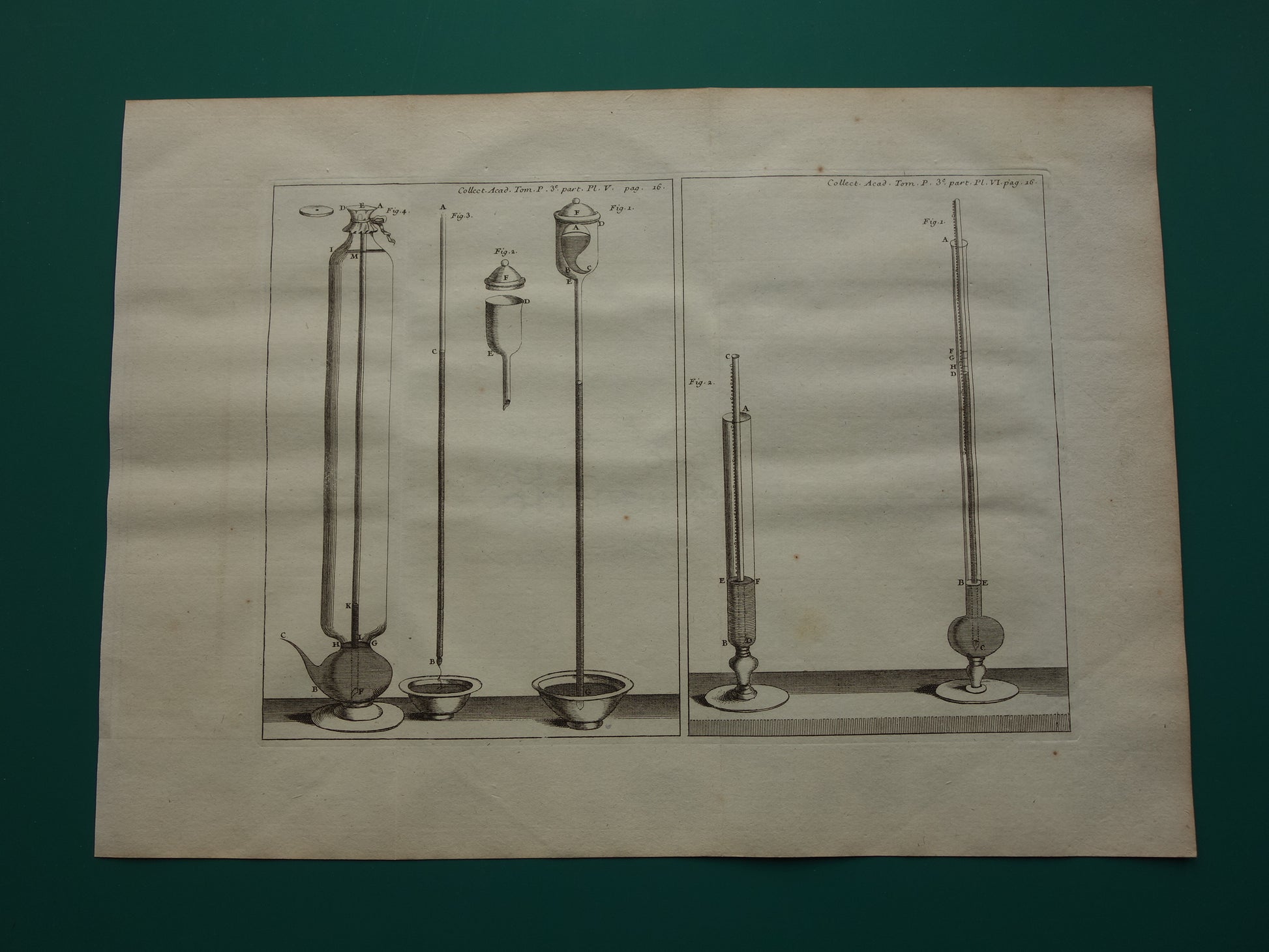 Vintage prent natuurkunde experimenten luchtdruk 1755 originele antieke illustratie van laboratorium proeven met kwik