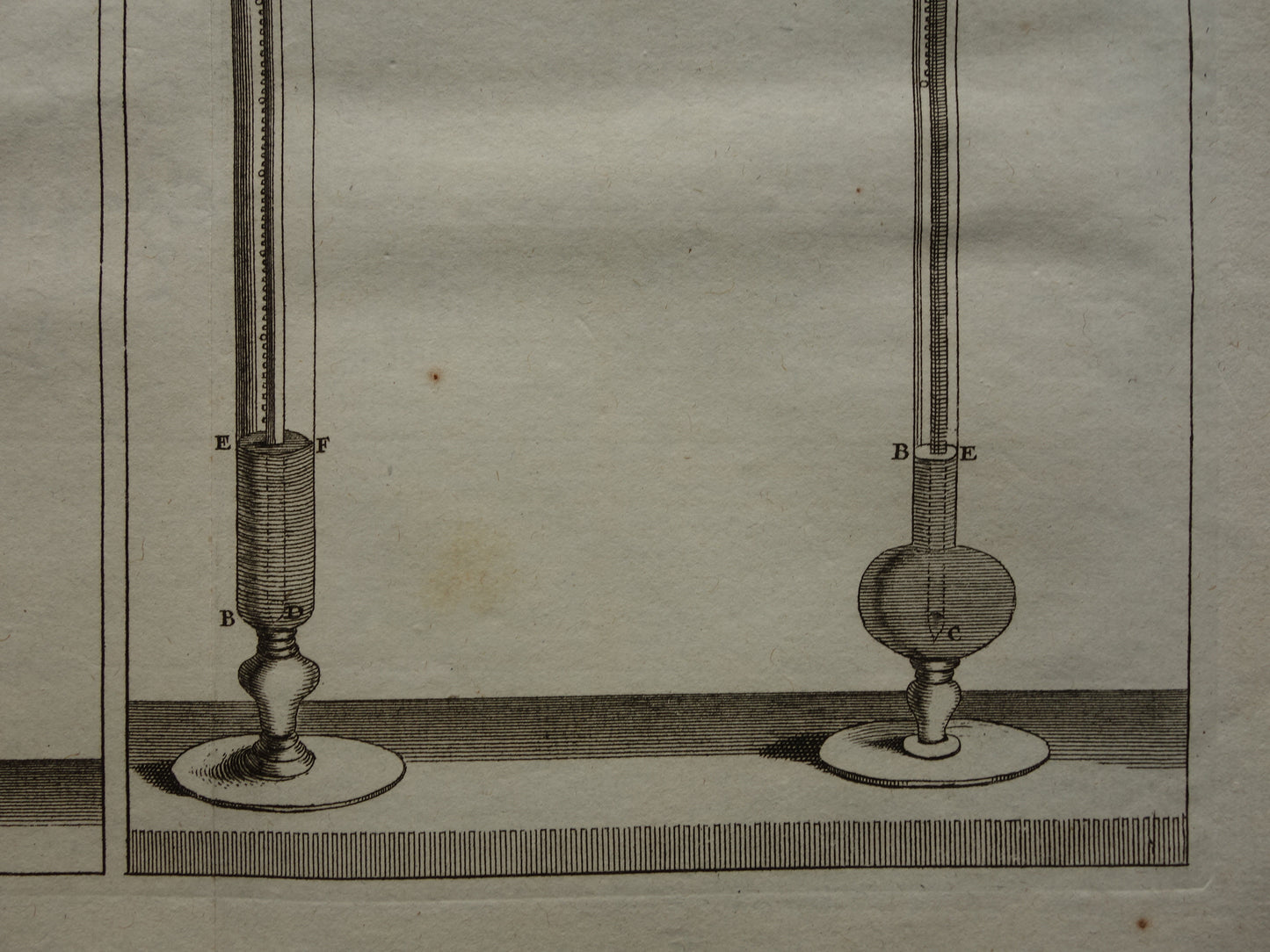 Vintage prent natuurkunde experimenten luchtdruk 1755 originele antieke illustratie van laboratorium proeven met kwik