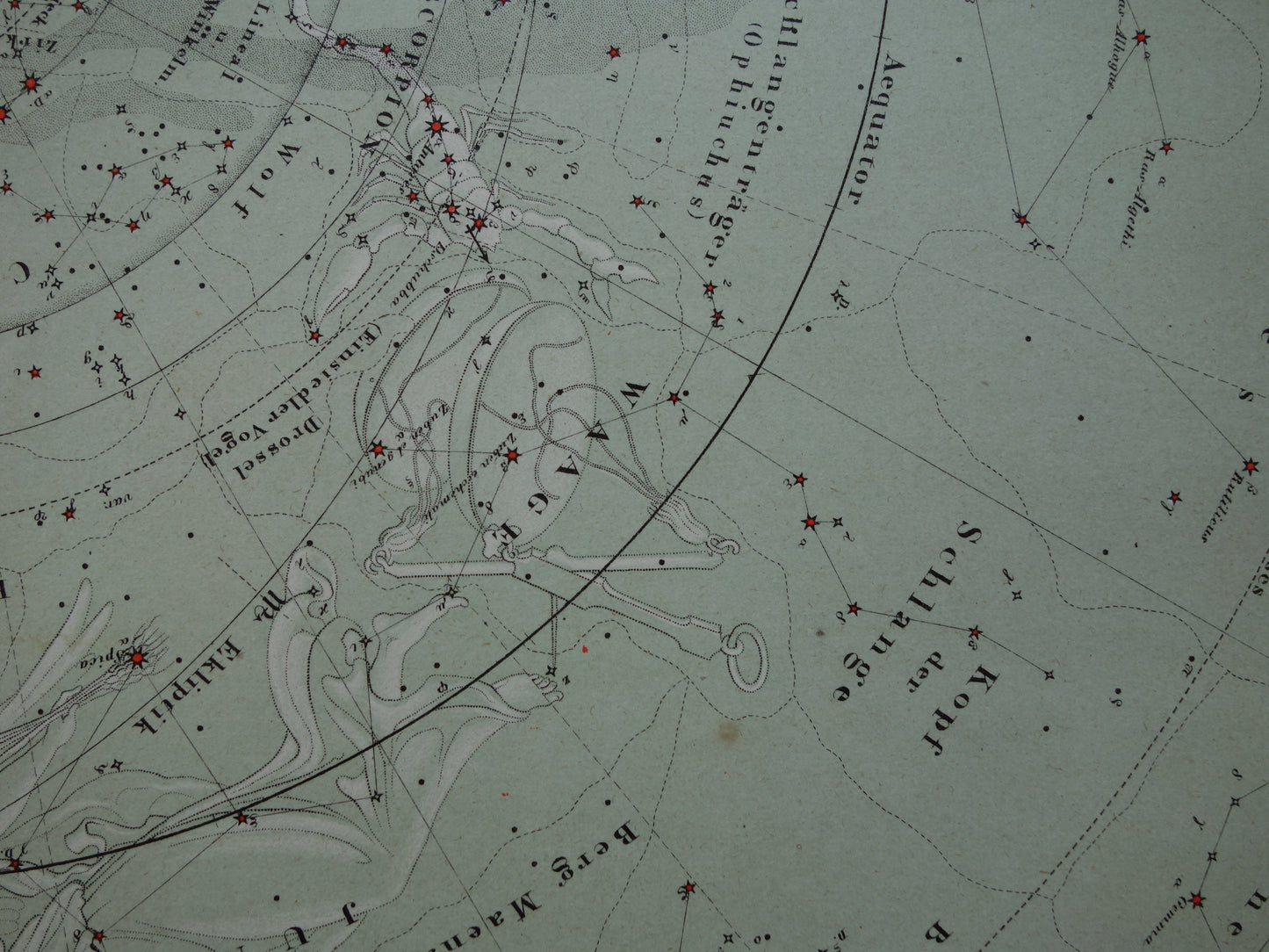 Oude astronomie prent van de zuidelijke sterrenhemel 1878 originele oude print sterren en sterrenbeelden - sterrenkaart zuidelijk halfrond