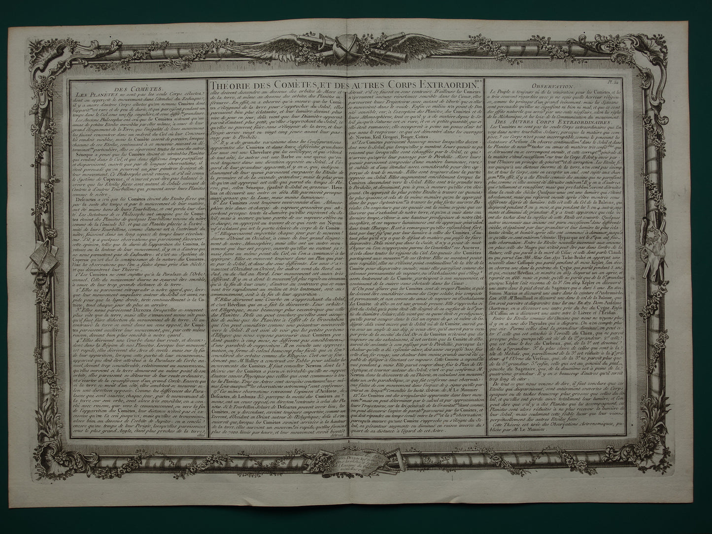 ASTRONOMIE Print Set van 3 bij elkaar passende 260+ jaar oude Franse astronomie tekst prints - 1761 grote originele antieke astronomische gravure