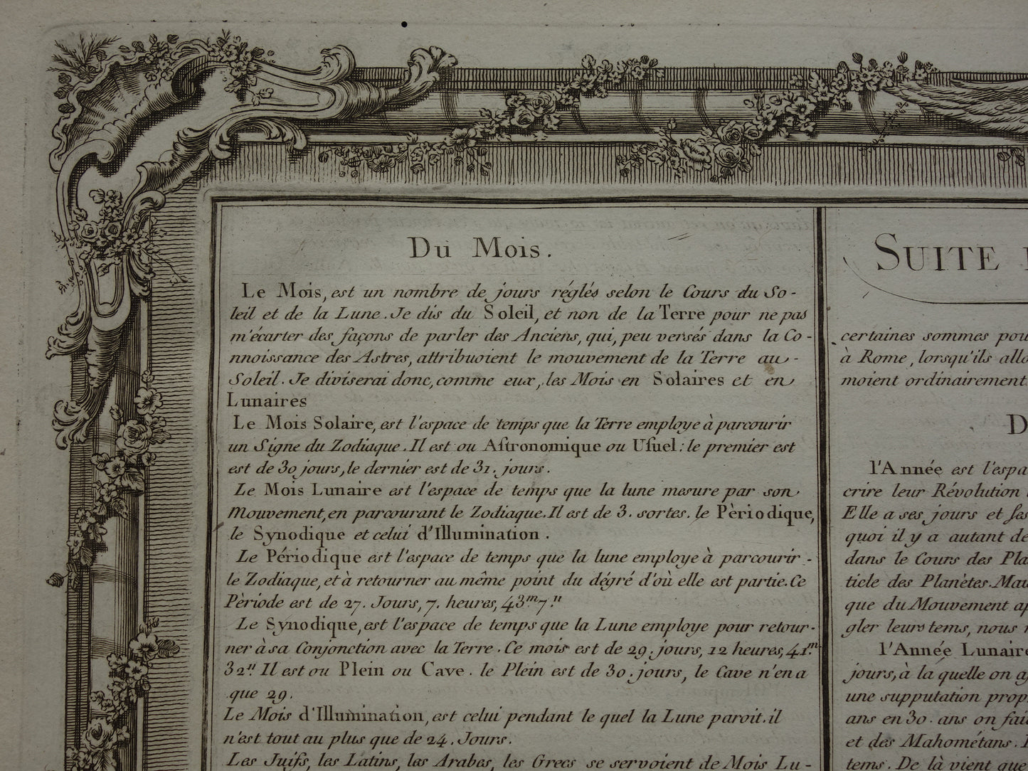 TIJD Print Set van 4 bij elkaar passende 260+ jaar oude Franse teksten over Tijdseenheden Tijdperken - 1761 grote originele antieke prints - klassieke muurdecoratie