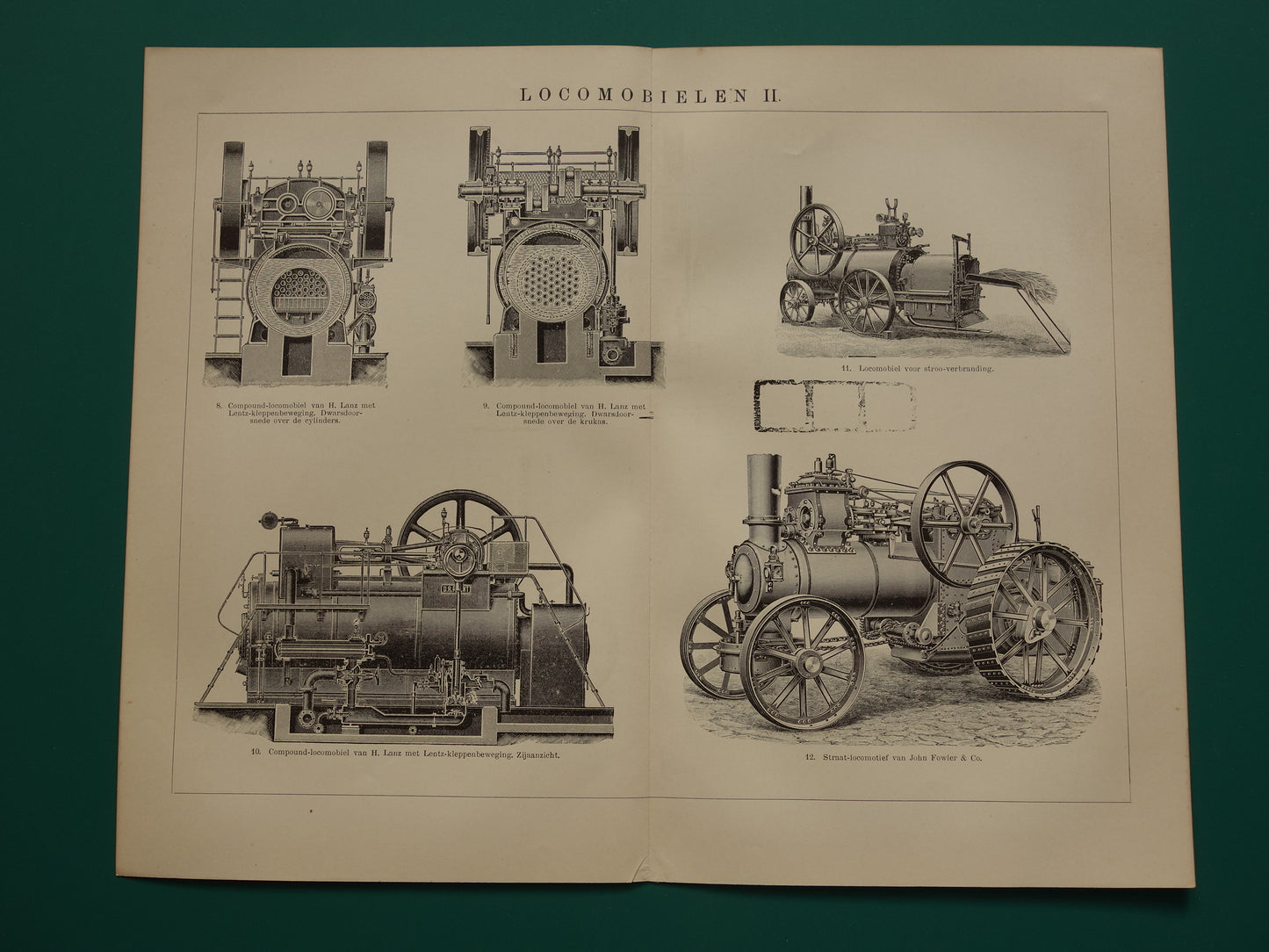 TRACTION ENGINE old technology print from the year 1909 about the mobile steam engine original antique technology illustration - vintage prints locomobile