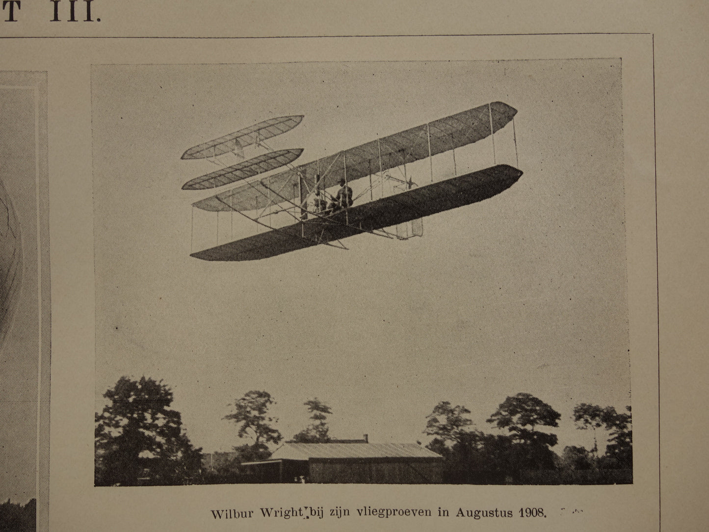 Wilbur Wright in vliegtuig in augustus 1908