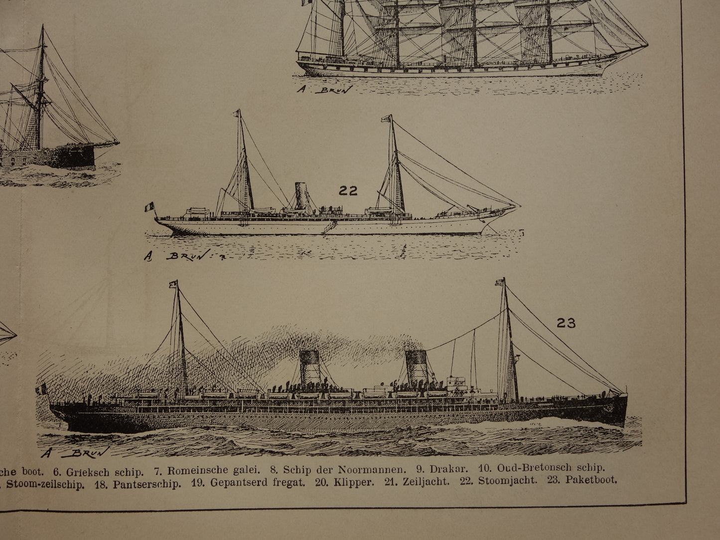 SCHEPEN antieke illustratie over geschiedenis Scheepsontwerp - 1909 originele oude schip scheepvaart print - vintage marine prints