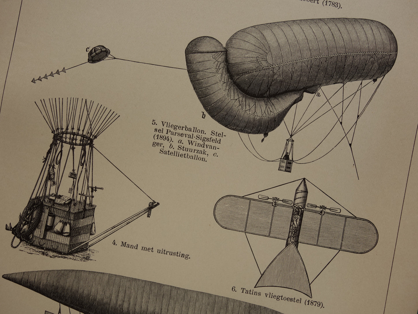 LUCHTVAART kleine antieke illustratie uit het jaar 1909 over luchtballon Montgolfier vliegtuig Tatin Lebaudy luchtschip originele oude print