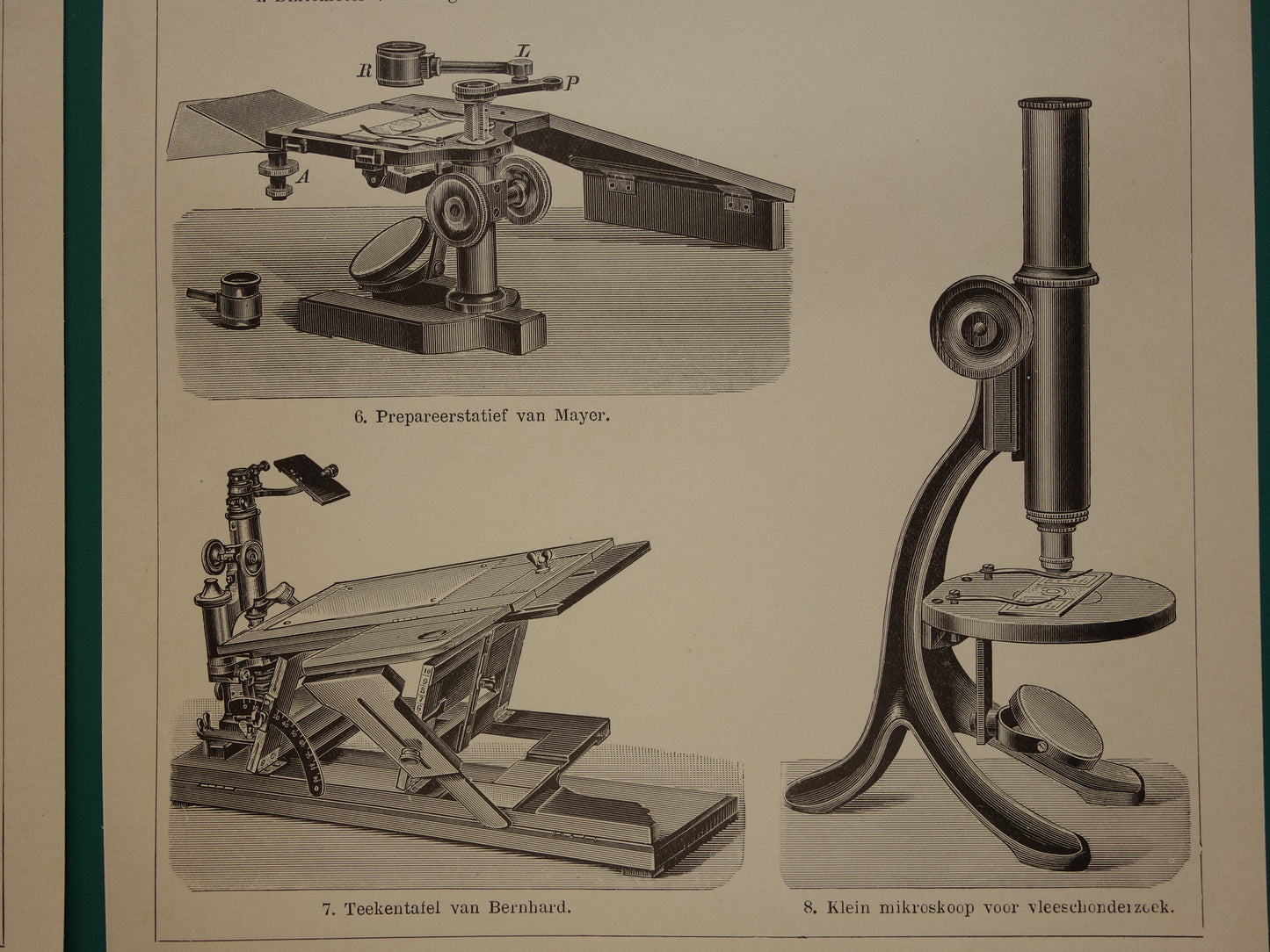 Mikroscoop oude wetenschap prent uit het jaar 1909 originele antieke illustratie Mikroscopen Set van 2 vintage prints