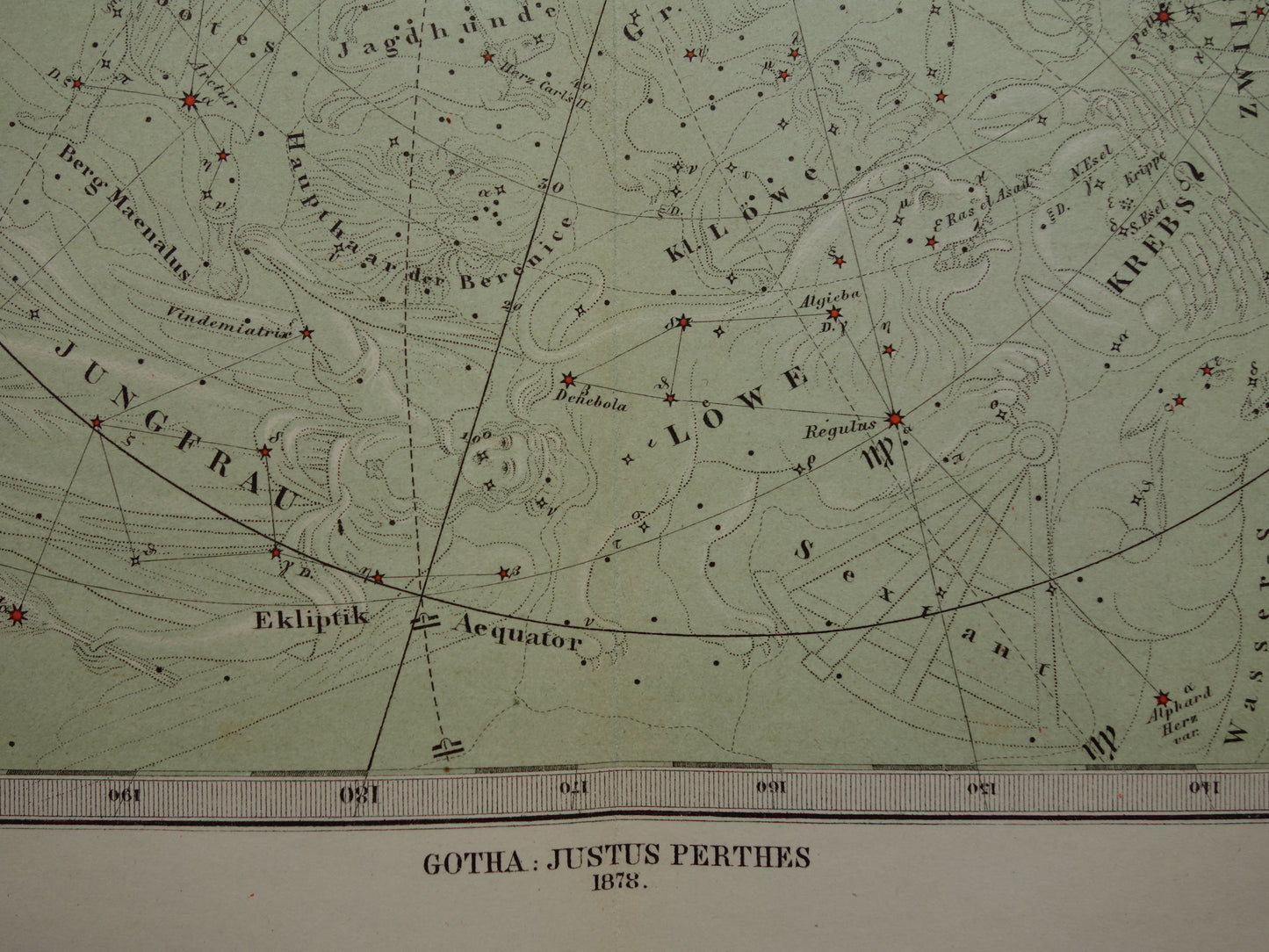 Oude astronomie prent van de noordelijke sterrenhemel 1878 originele oude print sterren en sterrenbeelden - sterrenkaart noordelijk halfrond