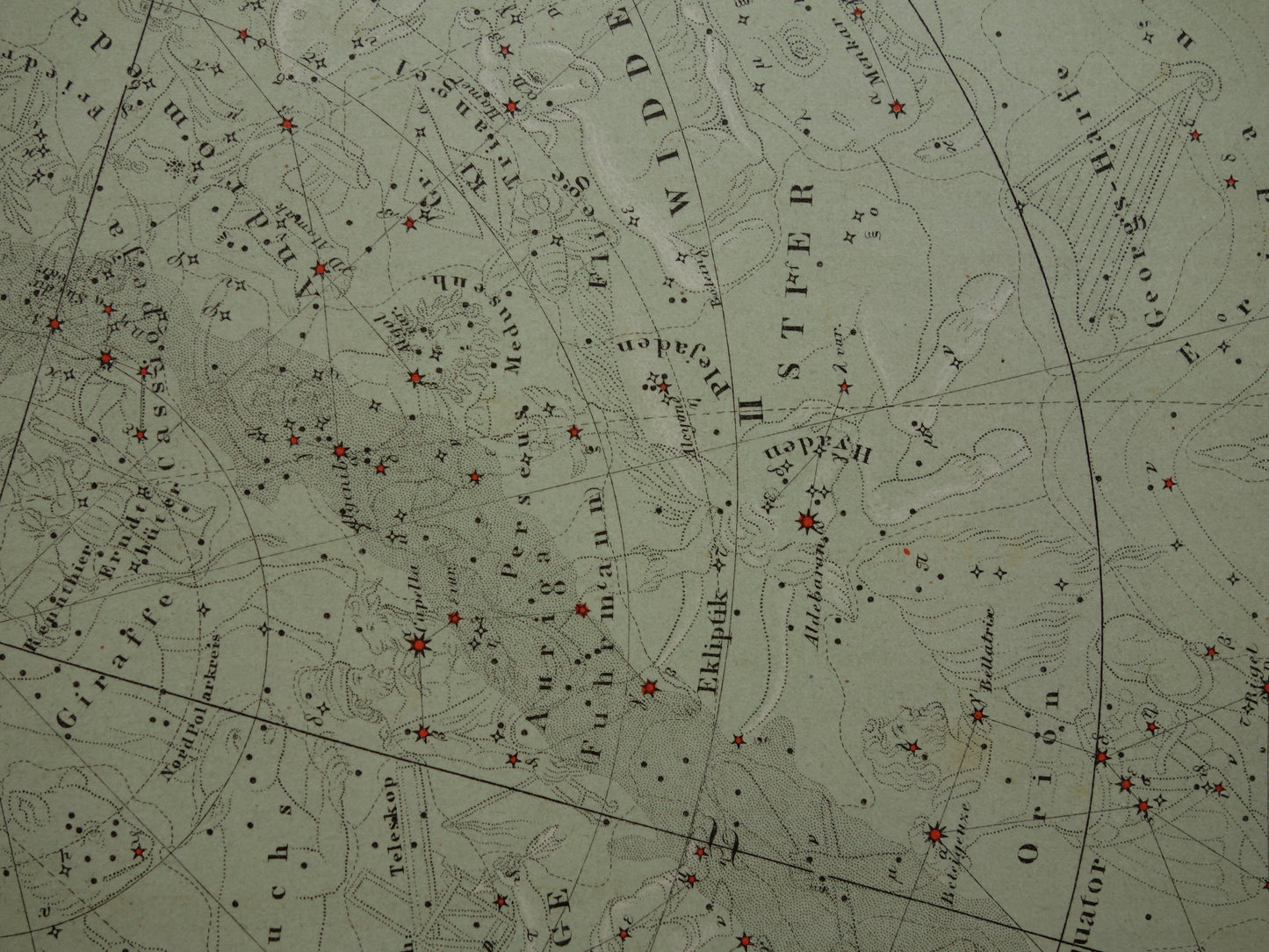 Oude astronomie prent van de noordelijke sterrenhemel 1878 originele oude print sterren en sterrenbeelden - sterrenkaart noordelijk halfrond