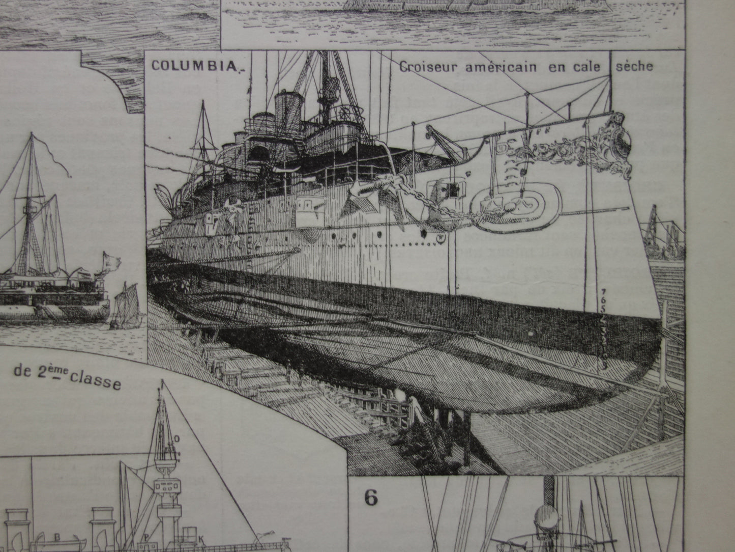 OORLOGSSCHEPEN oude print set van twee antieke Franse prenten over Kruisers Oorlogsschip Slagship Ironclad illustratie vintage prenten