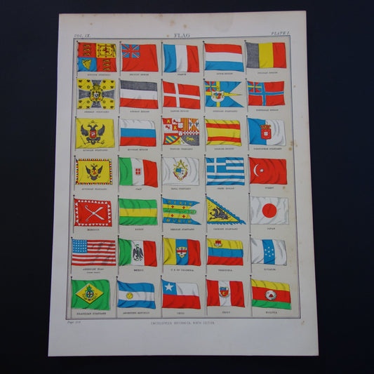 Vlaggen antieke prent historische vlaggen originele 145+ jaar oude print vlag ontwerp vintage prints