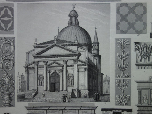 Il Redentore Venetië vintage illustratie