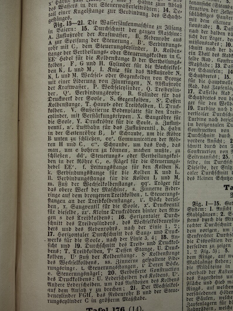 Oude technologie print van pomp- en waterpompen Originele antieke illustratie uit 1851 Pompen Machines Machine vintage wetenschap prent