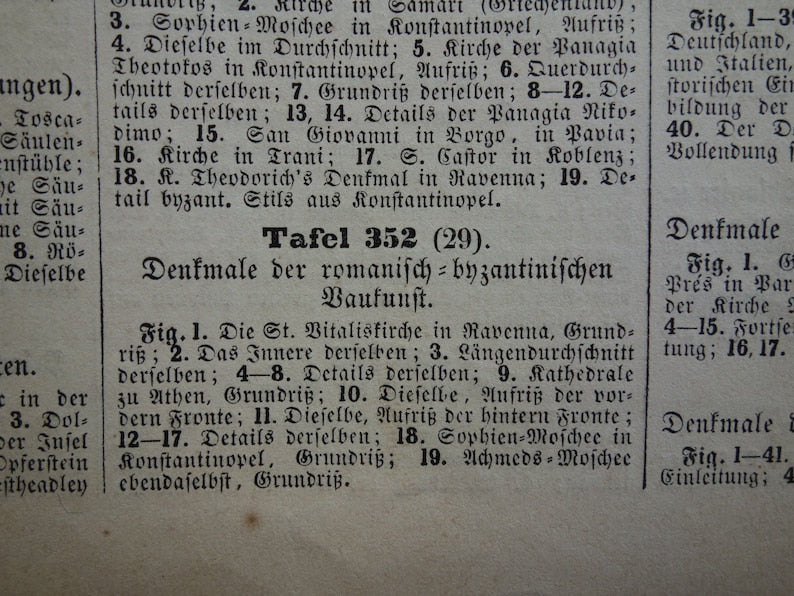 Byzantijnse Romeinse architectuur antieke prent 170+ jaar oude print van Haga Sophia Basilica di San Vitale Ravenna Catholicon originele vintage illustratie