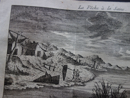 VISSEN & VISSERIJ Set van 2 originele antieke gravures 1771 Prenten Visser Vissoorten Oude Prints