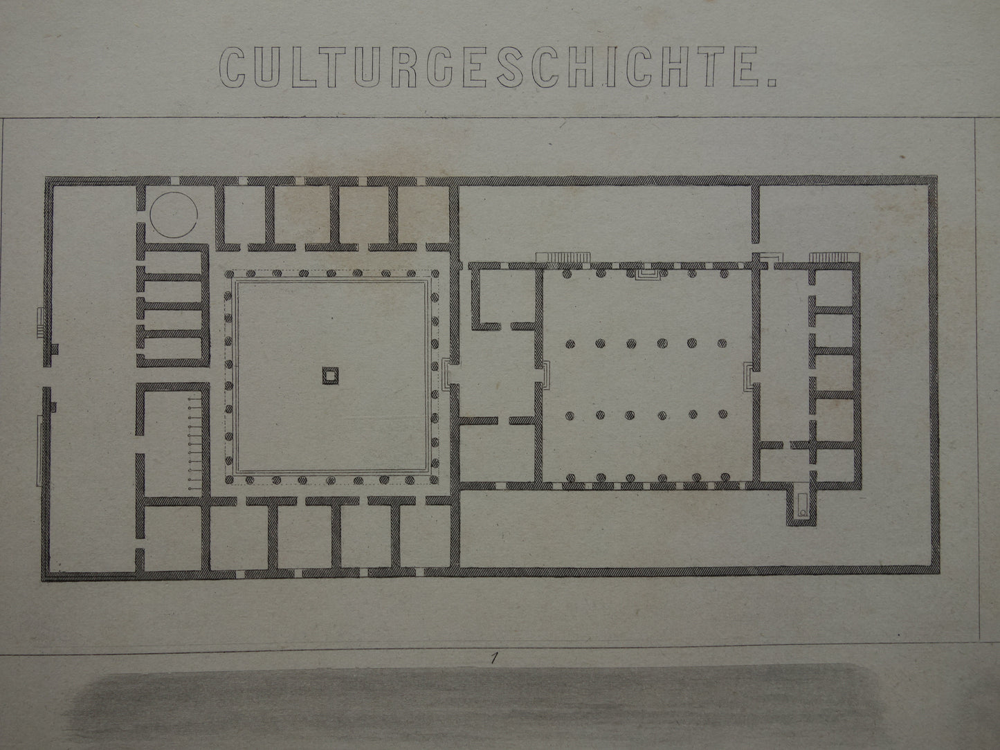 Oude architectuur prent over Griekse huizen in de oudheid 1870 originele antieke geschiedenis illustratie Griekenland woonhuis prints