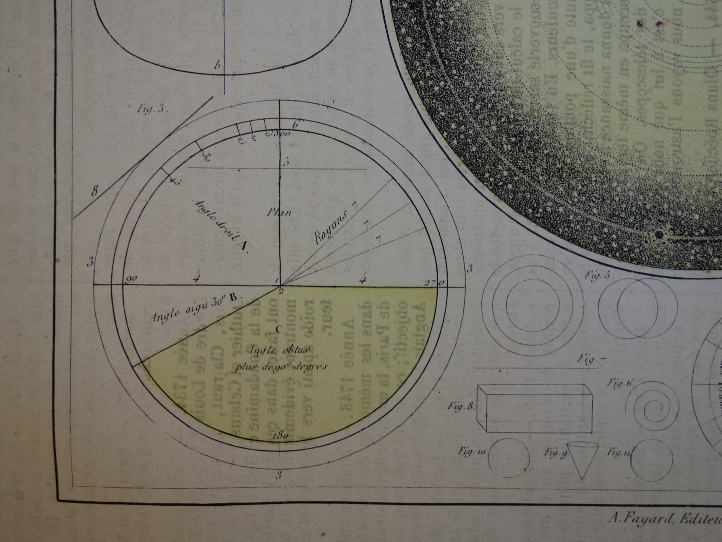 Großer antiker Astronomiedruck von 1875 original altes Poster Sonnensystem Mond Sonne Vintager französischer Druck