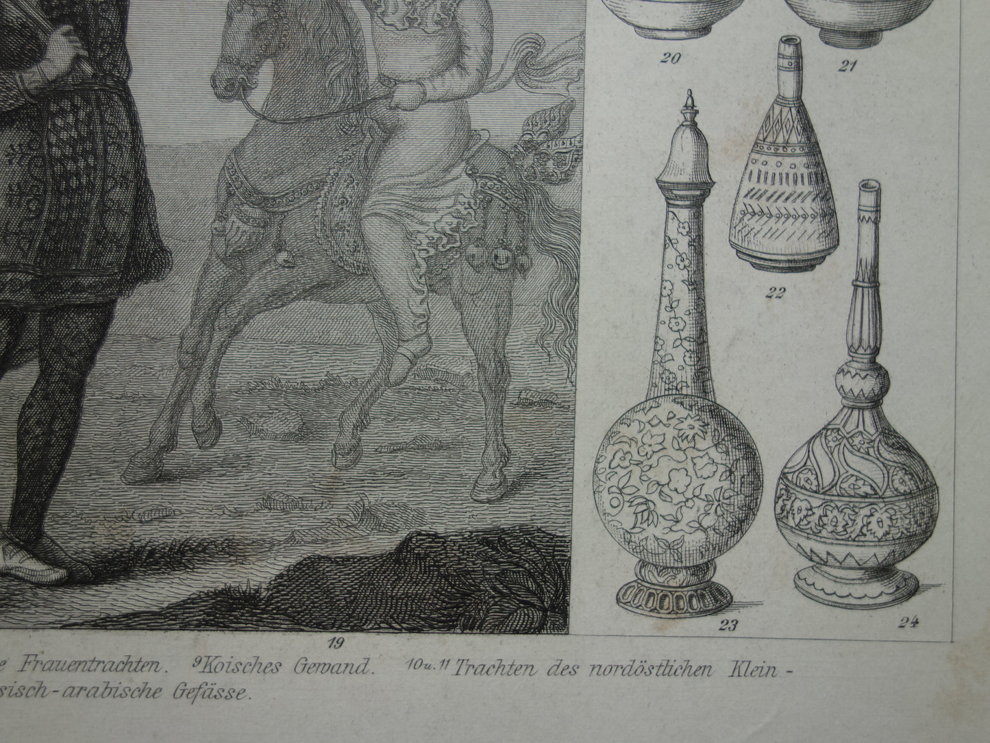 Oude Geschiedenis Prent uit 1870 Kleding Klederdracht Asia Minor in de Oudheid Originele antieke illustratie Turkije Vintage print