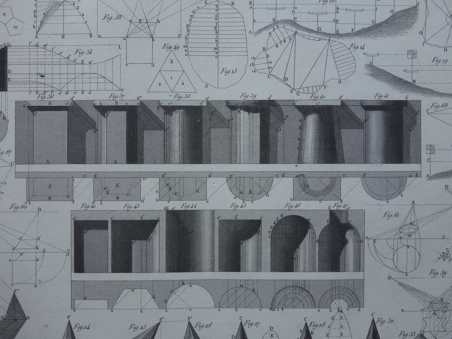 170+ year old print about trigonometry projection and perspective Original science illustration geometry vintage trigonometry prints