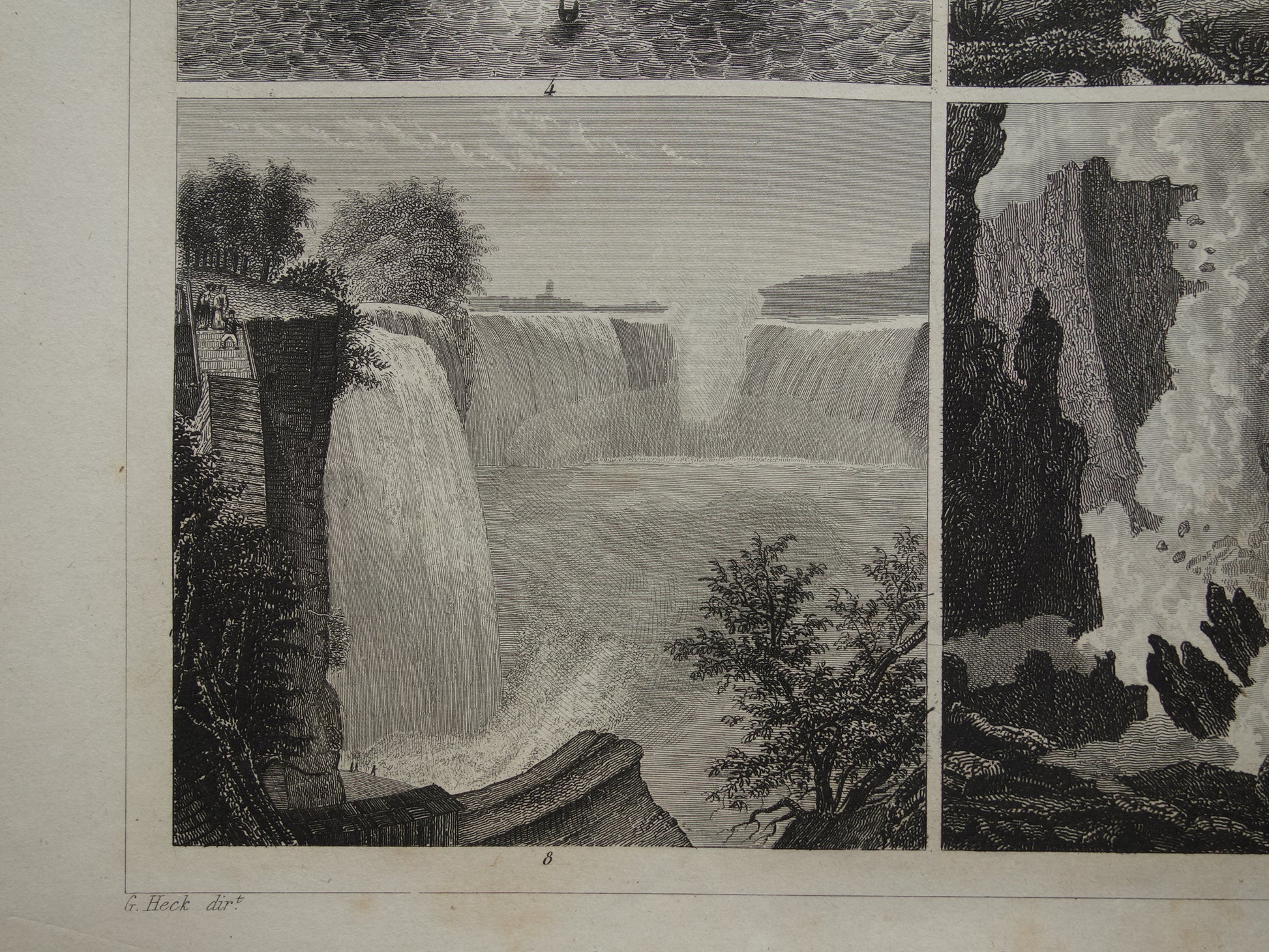 Niagara watervallen oude prent print poster