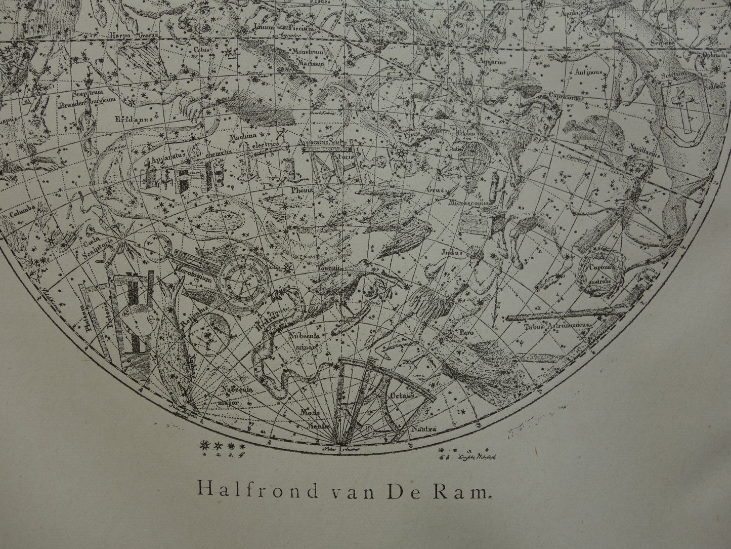 Antieke astronomie prent van de noordelijke en zuidelijke sterrenhemel 1905 originele vintage print sterrenbeelden oude astrologie print