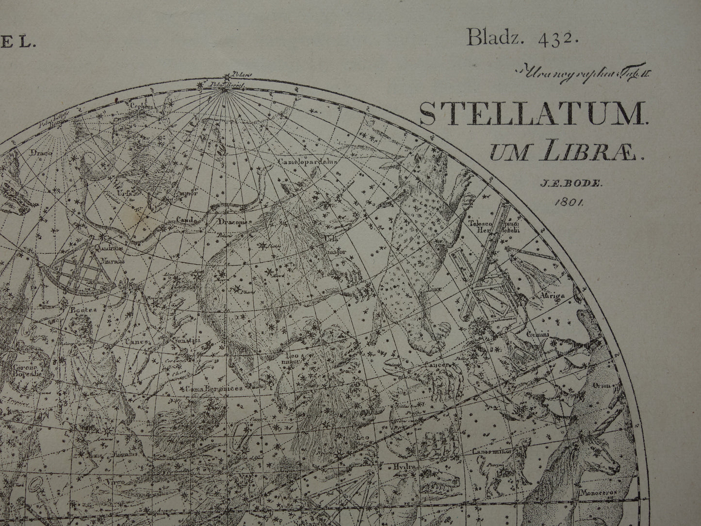 Antieke astronomie prent van de noordelijke en zuidelijke sterrenhemel 1905 originele vintage print sterrenbeelden oude astrologie print